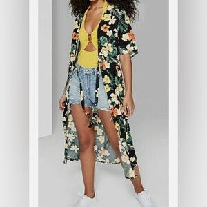 Wild Fable Black Floral Maxi Kimono